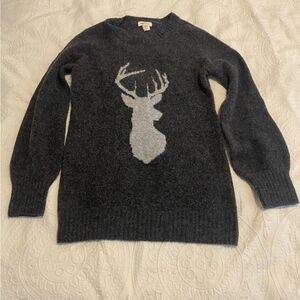 Yes Lola Anthropologie Medium Alpaca Blend Reindeer Balloon Sleeve Tunic Sweater